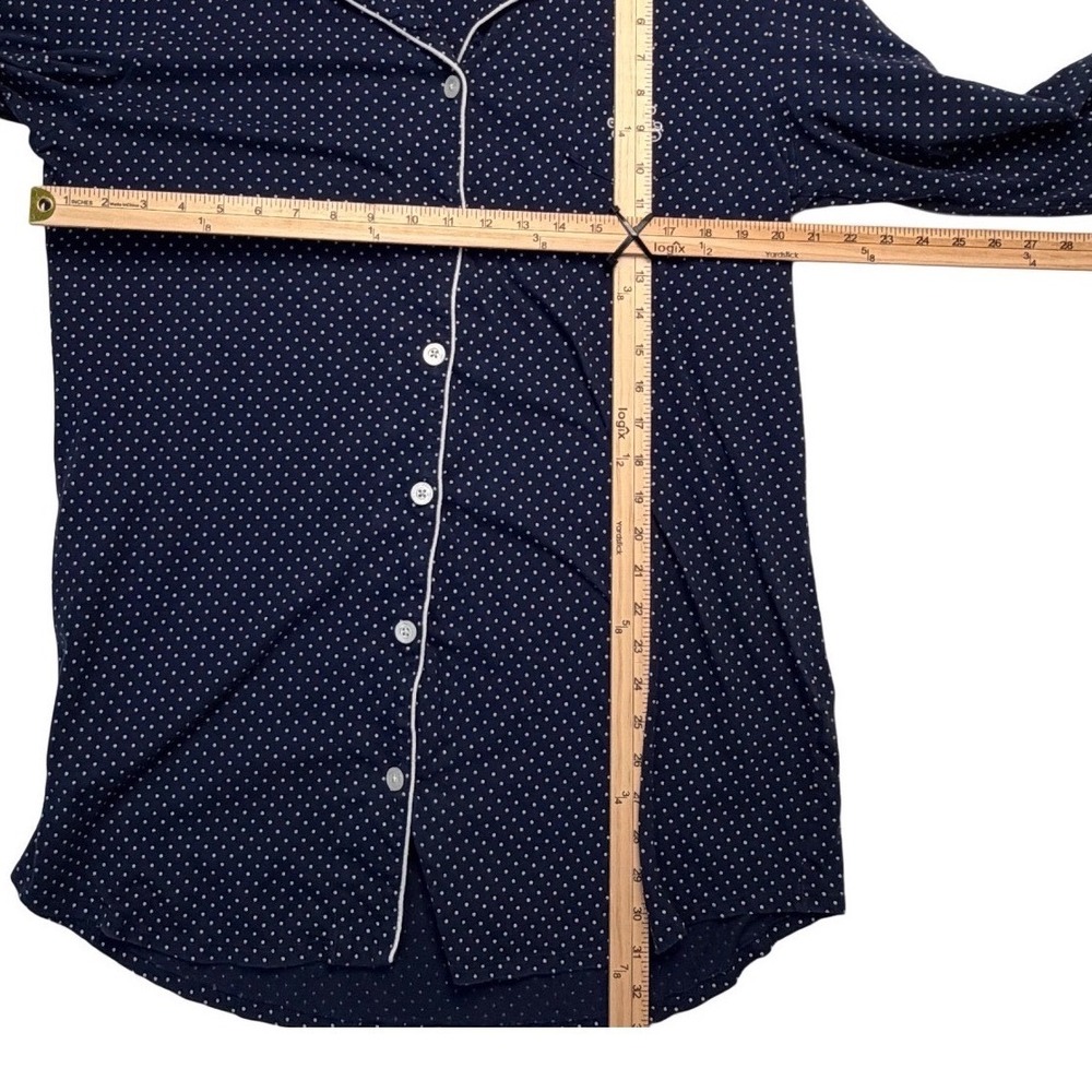 Ralph Lauren Polka Dot 100% Cotton Sleep Shirt Large Nightgown Navy Soft Lounge - Picture 9 of 9